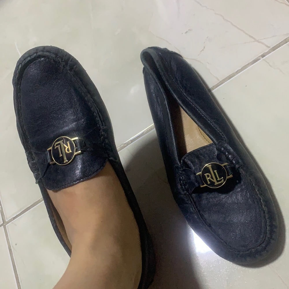 Ralph Lauren genuine leather lining black loafer woman shoes